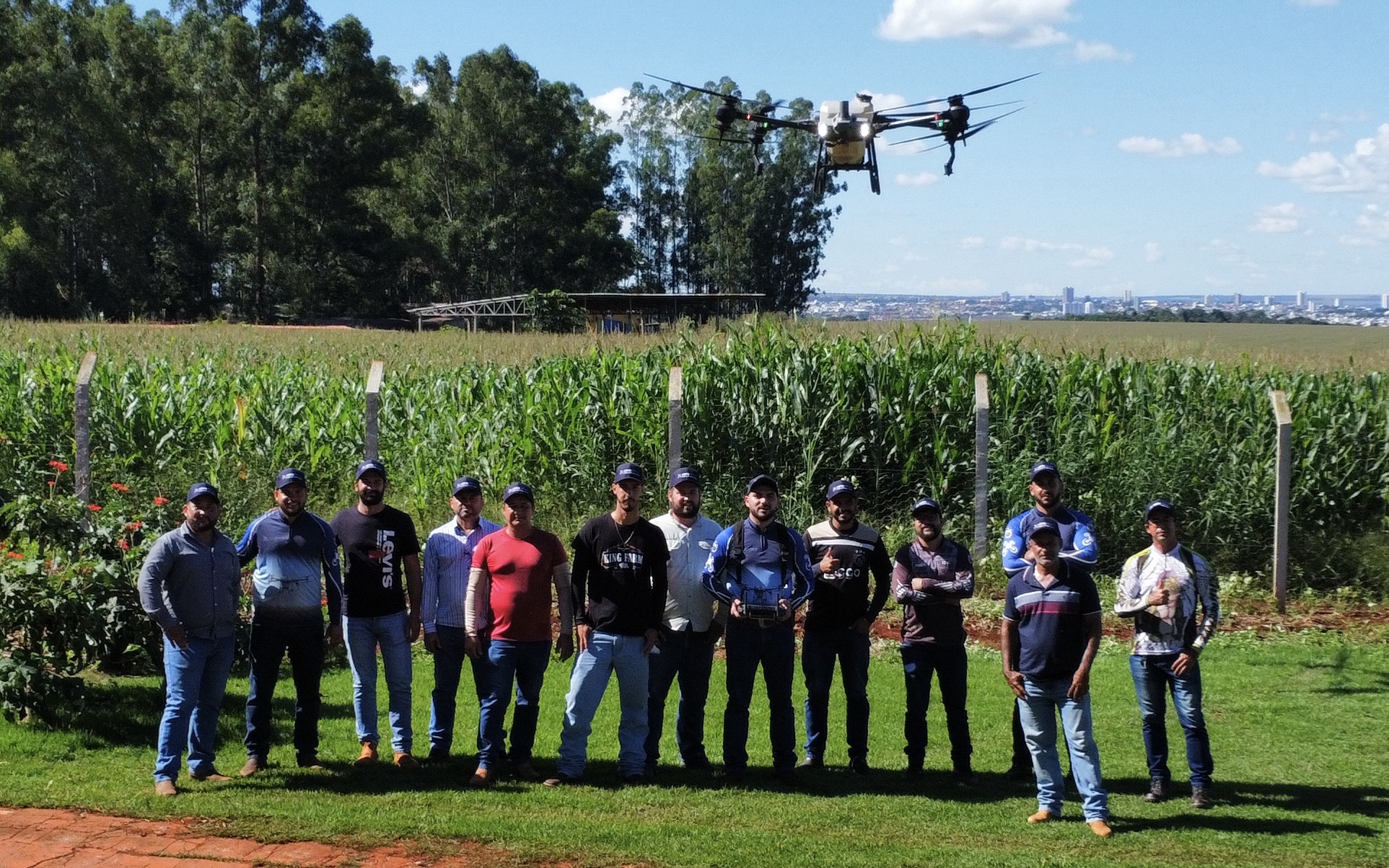 Aerial view of AgroDrone Solutions drone spraying operations