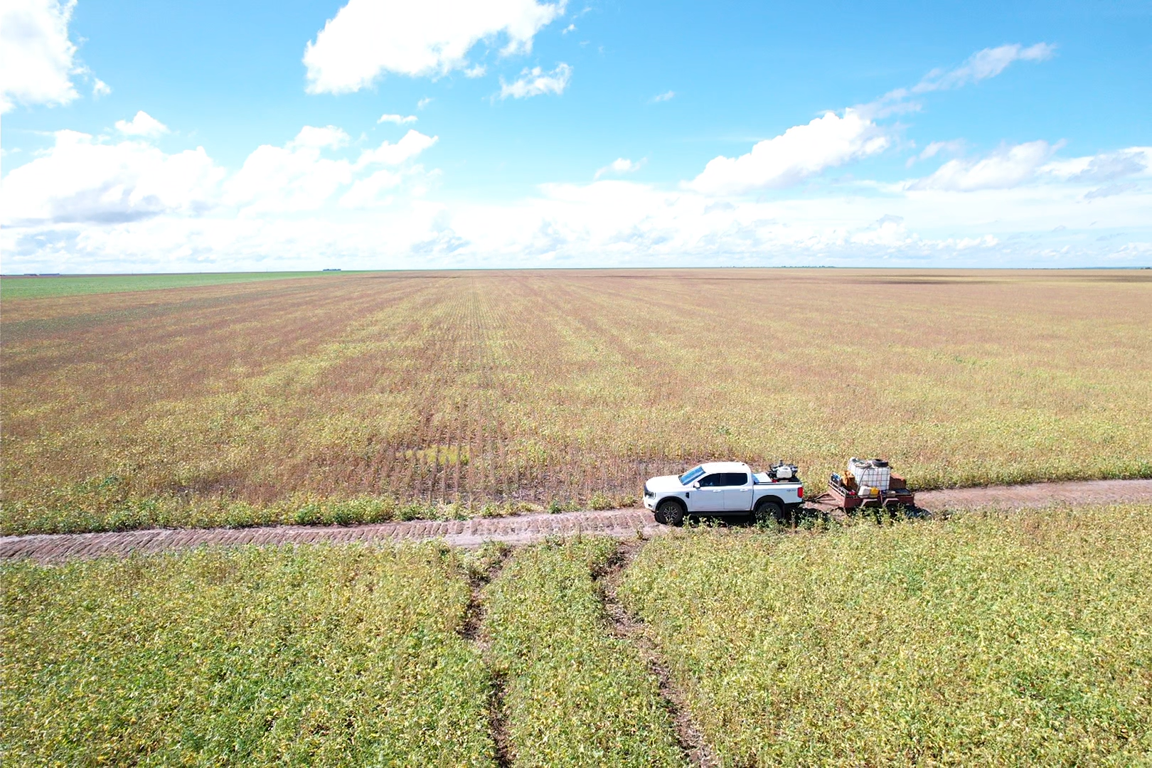 Aerial view of AgroDrone Solutions drone spraying operations